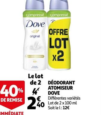 Auchan Dove déodorant atomiseur offre