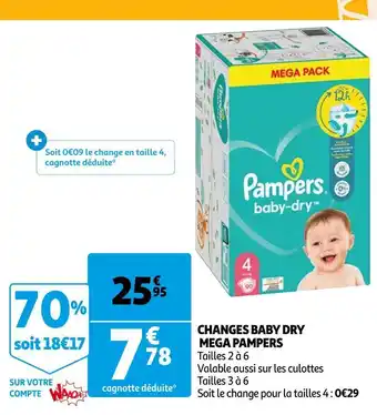 Auchan Pampers changes baby dry mega offre