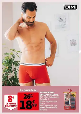 Auchan Boxers Homme Dim Classic Colors offre