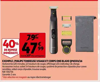 Exemple : Philips Tondeuse Visage Et Corps One Blade QP6550/16
