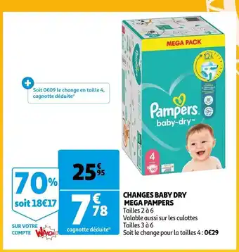 Auchan Changes Baby Dry Mega Pameprs offre