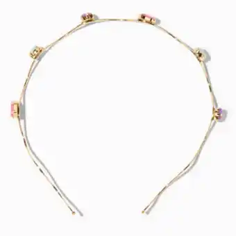Serre-tête en métal et strass arc-en-ciel ondulé couleur dorée