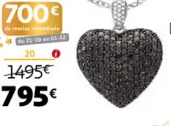 Auchan Pendentif or Blanc 750 Millièmes Et Diamants Blancs et Noirs offre