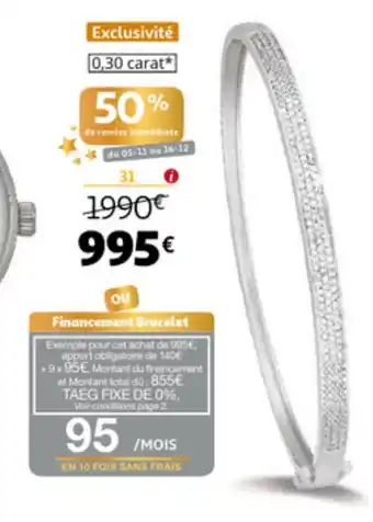Auchan Bracelet Jonc Or Blanc 750 Millièmes offre