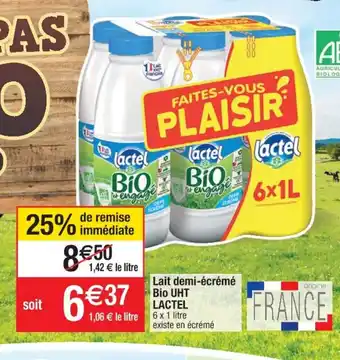 Cora x Carrefour Lait Demi-Ecreme Bio UHT Lactel offre
