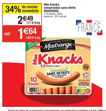 Mes Knacks Conservation Sans Nitrite Madrange