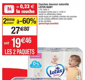 Cora x Carrefour Couches Douceur Naturelle LOTUS Baby offre