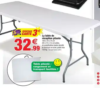 Bazarland La Table De Reception Pliante offre