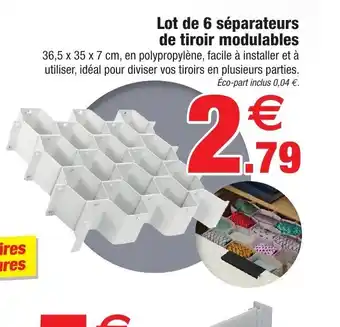 Bazarland Lot De 6 Separateurs De Tiroir Modulables offre