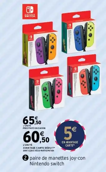 Intermarché Hyper Paire de Manettes Joy-Con Nintendo Switch offre