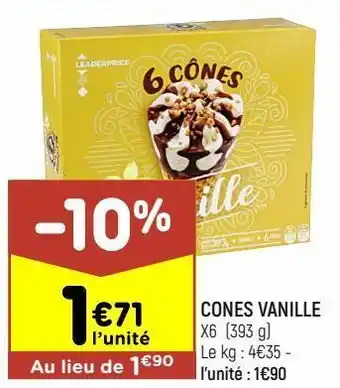 Leader Price Cônes vanille leader price offre
