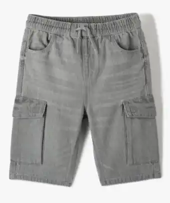 Gémo Bermuda en jean garçon forme cargo à taille élastiquée vue1 - gemo (junior) - gemo offre
