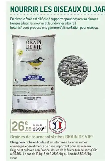 Botanic Graines de tournesol striées grain de vie offre