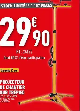 Brico Cash Projecteur de chantier sur trépied offre