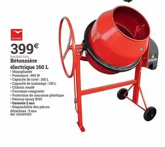Espace emeraude Bétonnière électrique 160l altrad offre