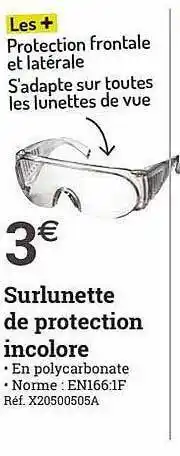 Espace emeraude Surlunette de protection incolore offre