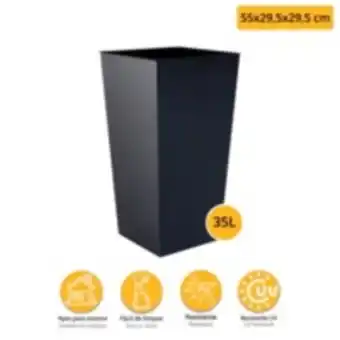 E.Leclerc Brico Double set de 35 l prosperplast urbi square pot en plastique avec réservoir de couleur anthracite, 55 (hauteur) x 29,5 (large offre
