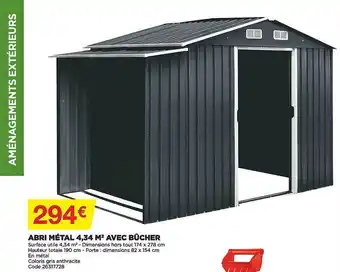 Bricomarché Abri métal 4,34 m² avec bûcher offre