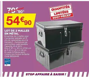 Bricomarché Lot de 2 malles en métal offre