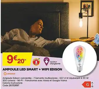 Bricomarché Ampoule led smart + wifi edison ledvance offre