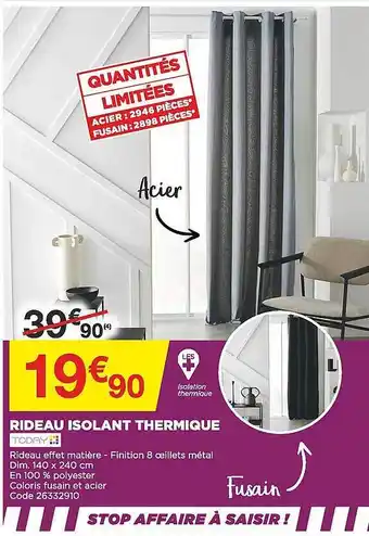 Bricomarché Rideau isolant thermique today offre