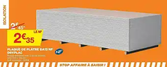 Plaque de plâtre ba13 nf dryplac
