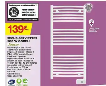 Sèche-serviettes 500w goreli sauter