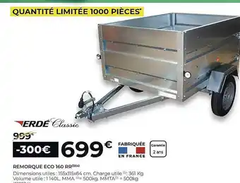 Feu Vert Remorque eco 160 rr erdé classic offre