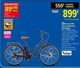 Carrefour Vélo de ville avec assistance électrique velair offre