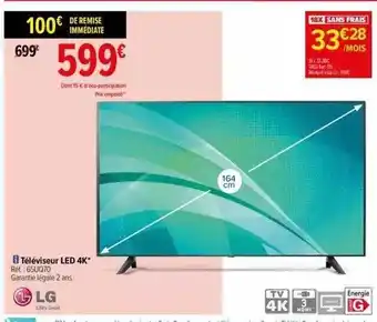 Carrefour Téléviseur led 4k lg 164 cm offre