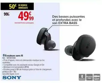Carrefour Écouteurs sans fil sony offre