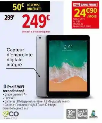 Carrefour Ipad 5 wifi reconditionné offre