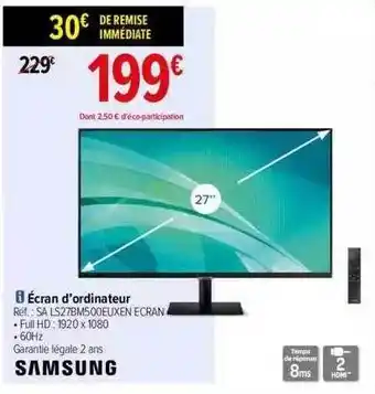 Carrefour Écran d'ordinateur samsung 27 offre