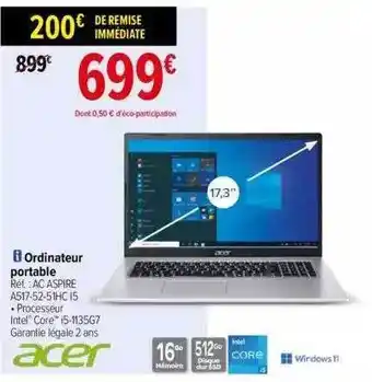 Carrefour Ordinateur portable acer 17,3 offre