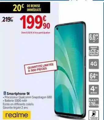 Carrefour Smartphone realme 9l offre