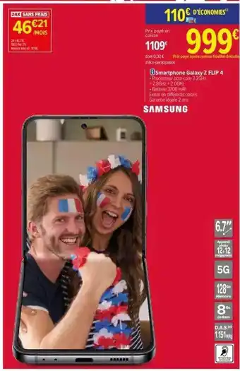 Carrefour Smartphone samsung galaxy z flip 4 offre