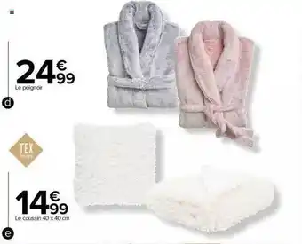 Carrefour Le peignoir, le coussin 40 x 40 cm tex home offre
