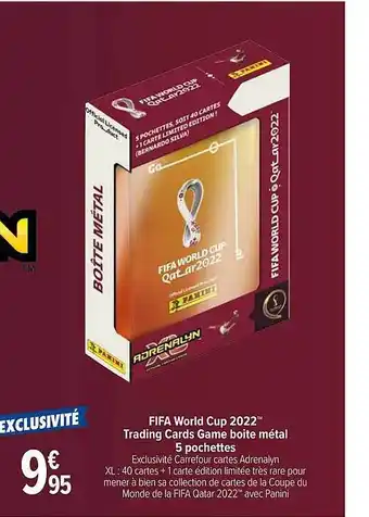 Carrefour Fifa world cup 2022 trading cards game boîte métal 5 pochettes offre