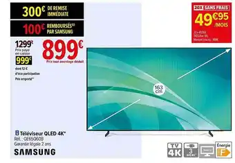 Carrefour Téléviseur qled 4k 163 cm samsung offre