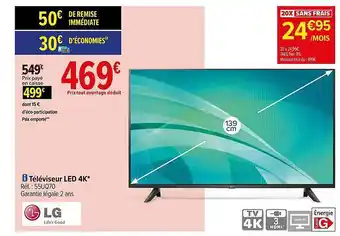 Carrefour Téléviseur led 4k 139 cm lg offre