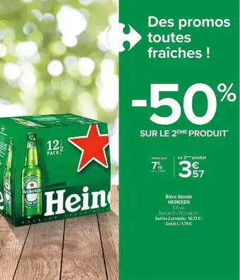 Carrefour Contact Bière blonde heineke offre