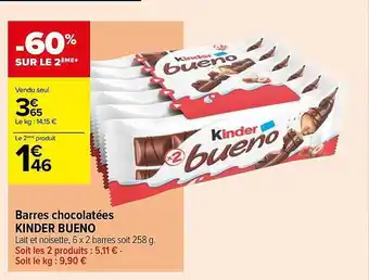 Carrefour Contact Barres chocolatées kinder bueno offre
