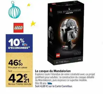 Carrefour Market Le casque du mandalorien lego offre