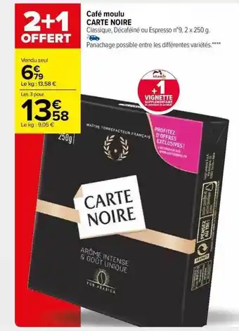 Carrefour Market Café moulu carte noire offre