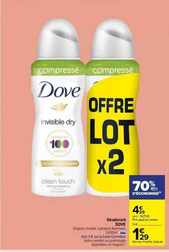 Carrefour Market Déodorant dove offre