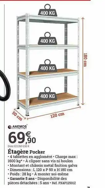 Espace emeraude Étagère pocker offre