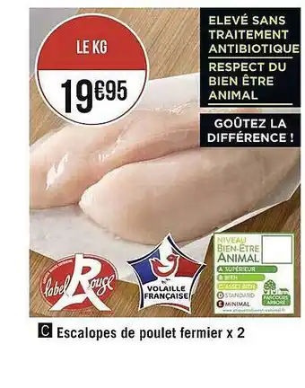 Géant Casino Escalopes de poulet fermier x2 offre