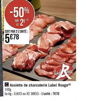 Géant Casino Assiette de charcuterie label rouge offre