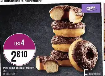 Géant Casino Mini donut chocolat milka offre