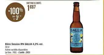 Géant Casino Bière session ipa gallia 4,3% vol. offre